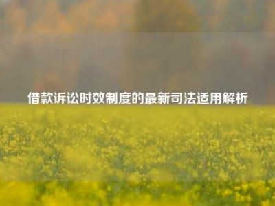 借款诉讼时效制度的最新司法适用解析