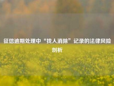 征信逾期处理中“找人消除”记录的法律风险剖析