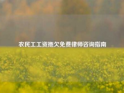 农民工工资拖欠免费律师咨询指南