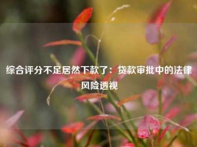 综合评分不足居然下款了：贷款审批中的法律风险透视