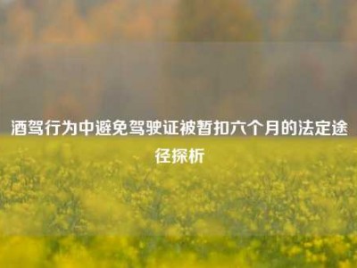 酒驾行为中避免驾驶证被暂扣六个月的法定途径探析