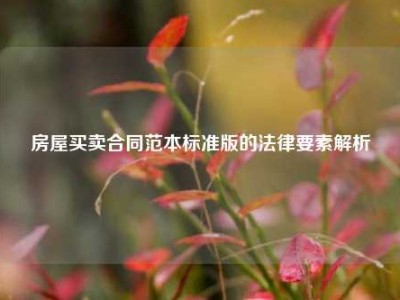 房屋买卖合同范本标准版的法律要素解析
