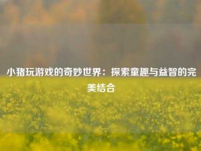 小猪玩游戏的奇妙世界：探索童趣与益智的完美结合