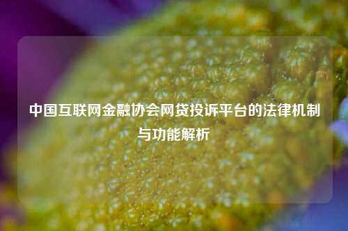 中国互联网金融协会网贷投诉平台的法律机制与功能解析