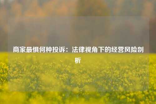 商家最惧何种投诉：法律视角下的经营风险剖析