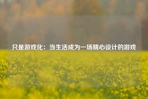 只是游戏化：当生活成为一场精心设计的游戏